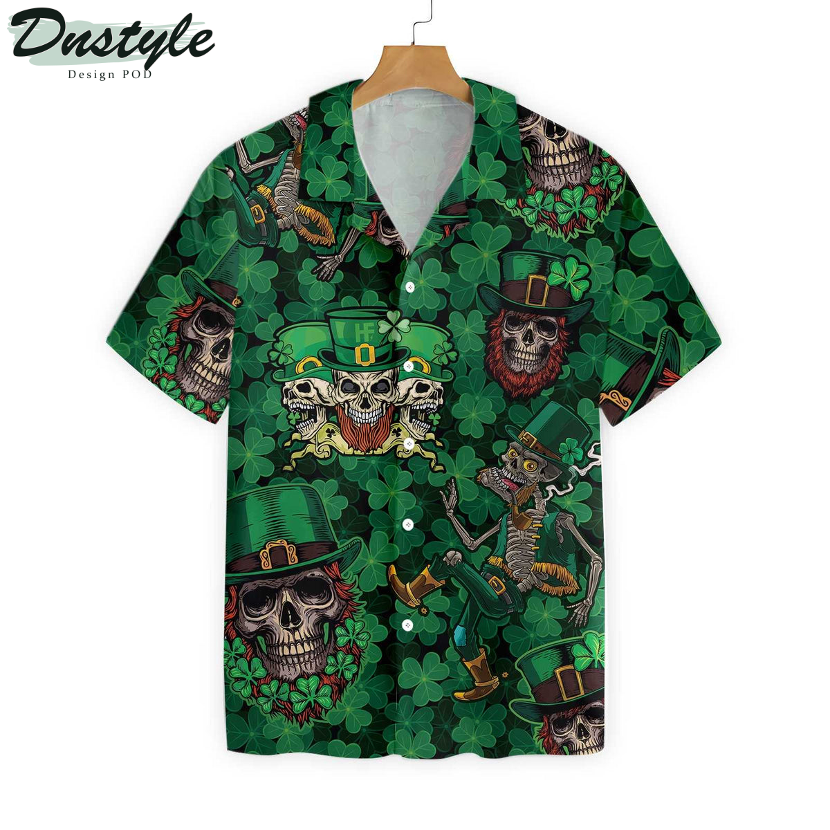 Leprechaun Skull Happy Saint Patrick’s Day Green Hawaiian Shirt