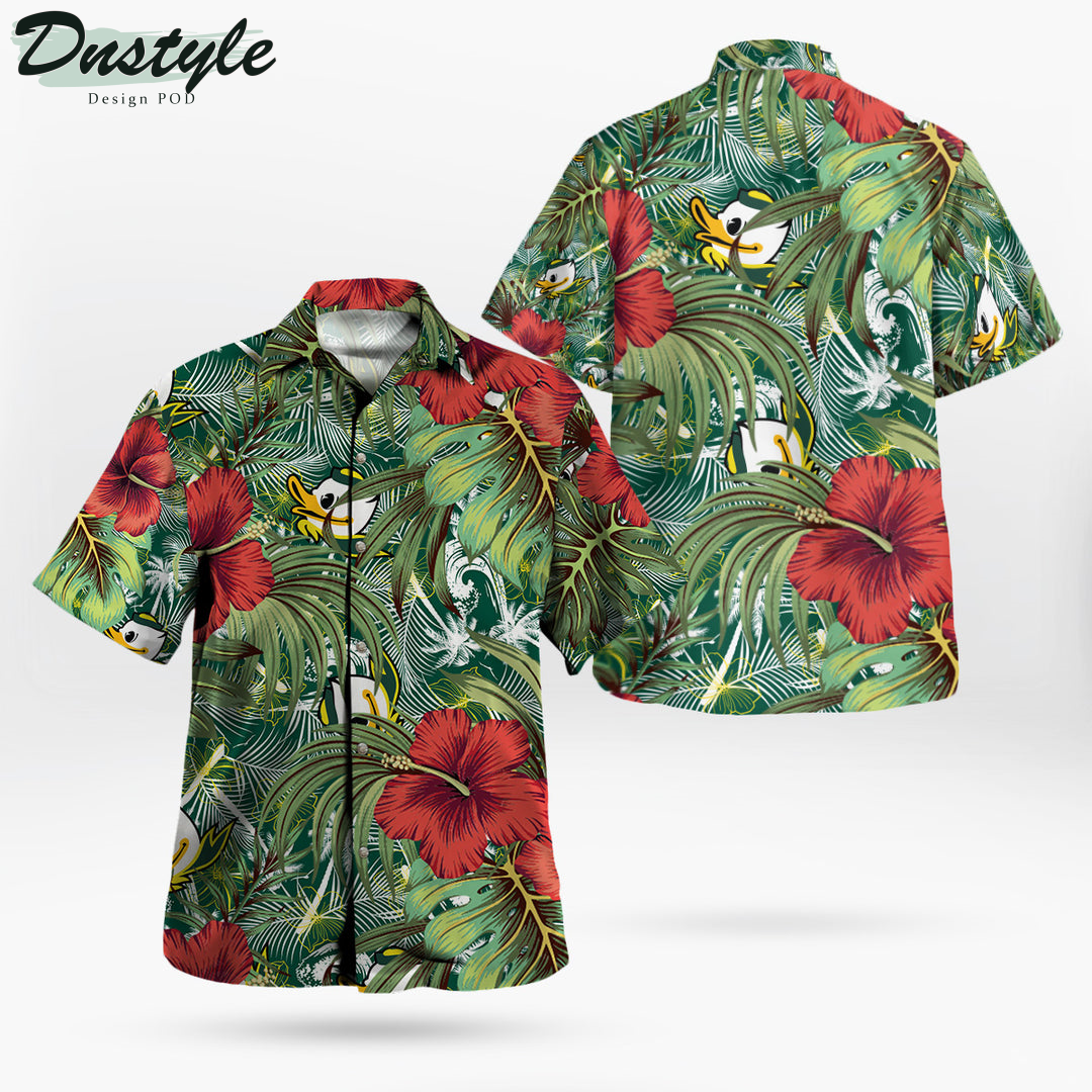 Oregon Ducks Hibiscus Tropical Hawaii Shirt