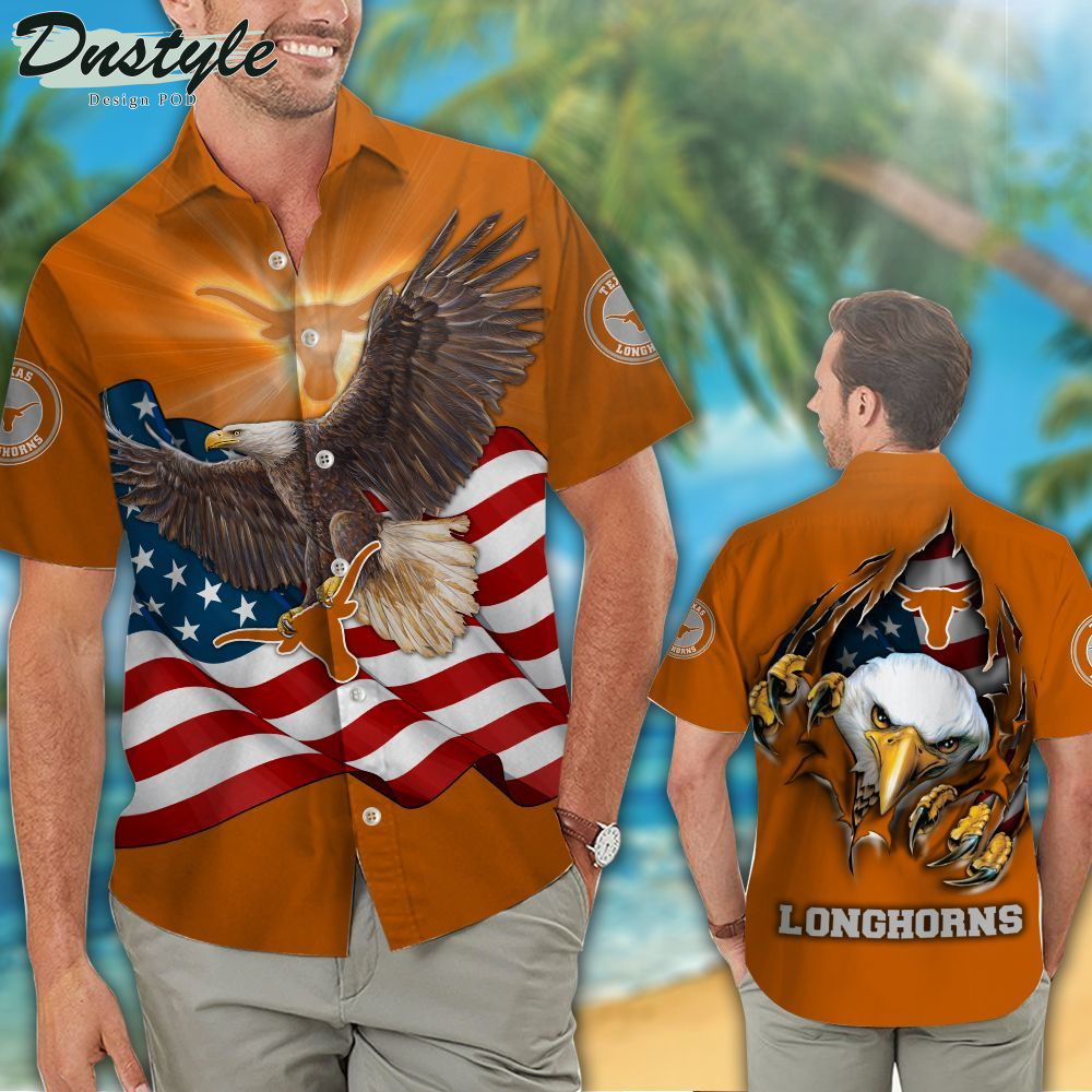 Texas Longhorns American Eagle NCAA Hawaiian Shirts And Shorts
