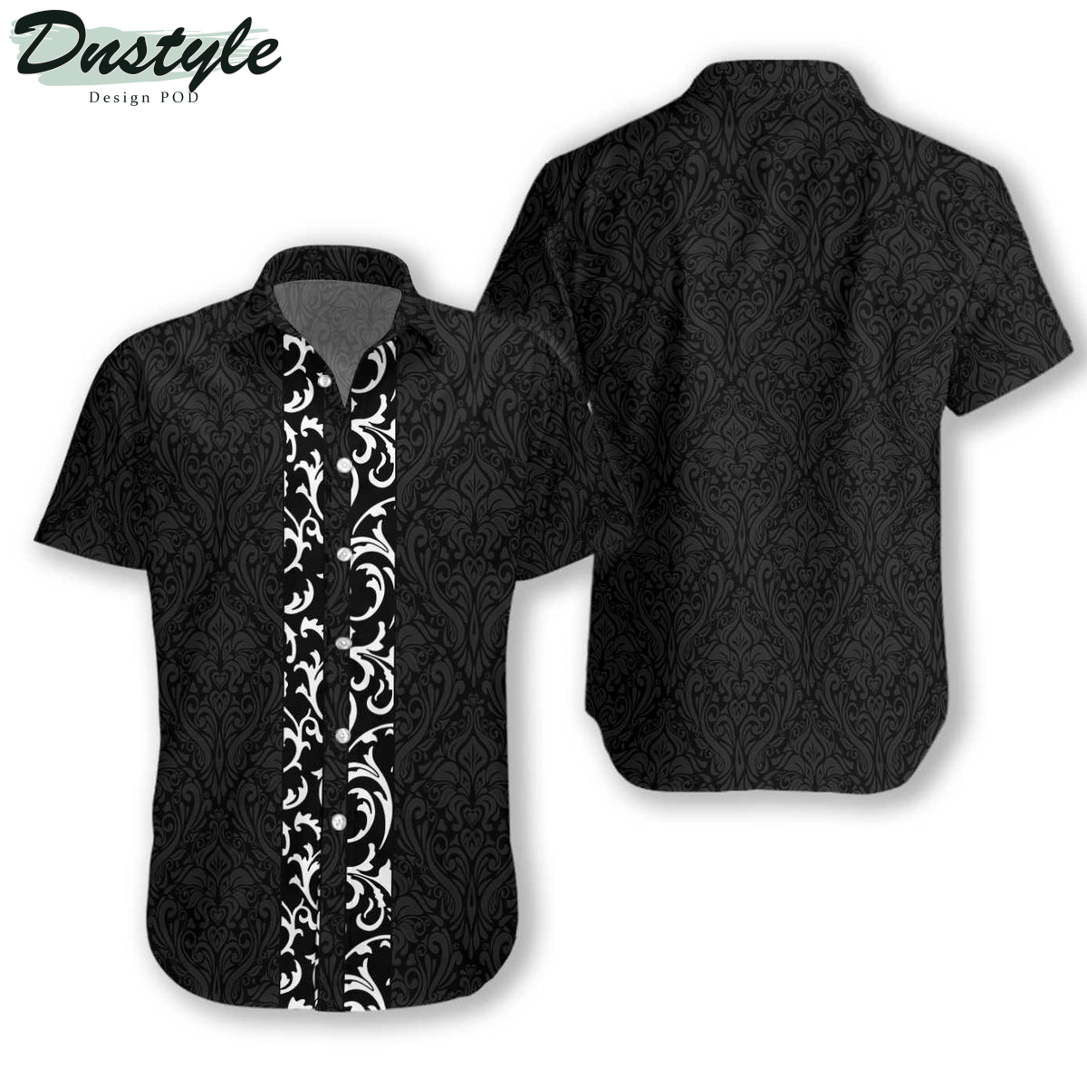 Premium Floral Royal Style Goth Black Hawaiian Shirt