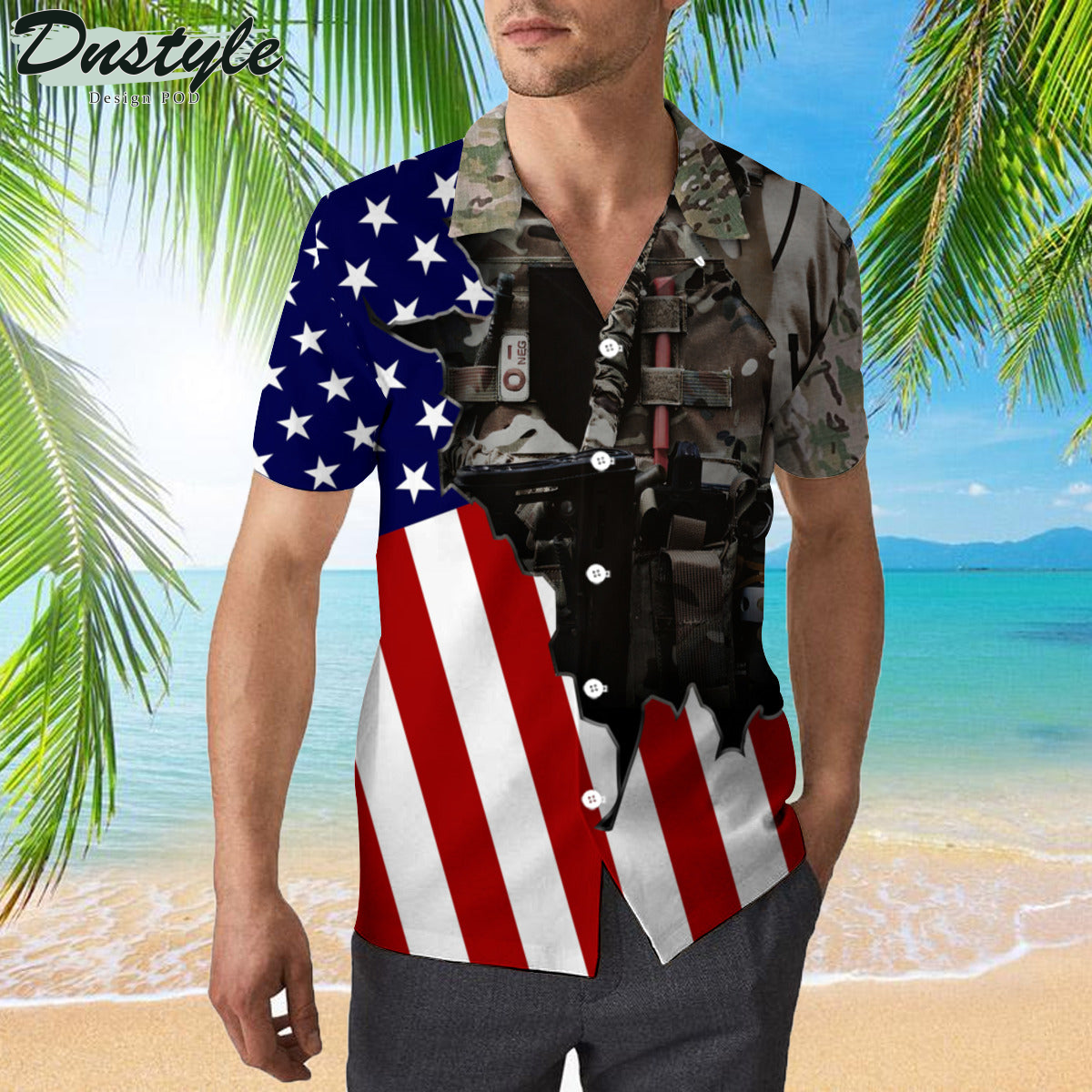 Us Army Uniform American Flag Patriotic Hawaiian Shirt