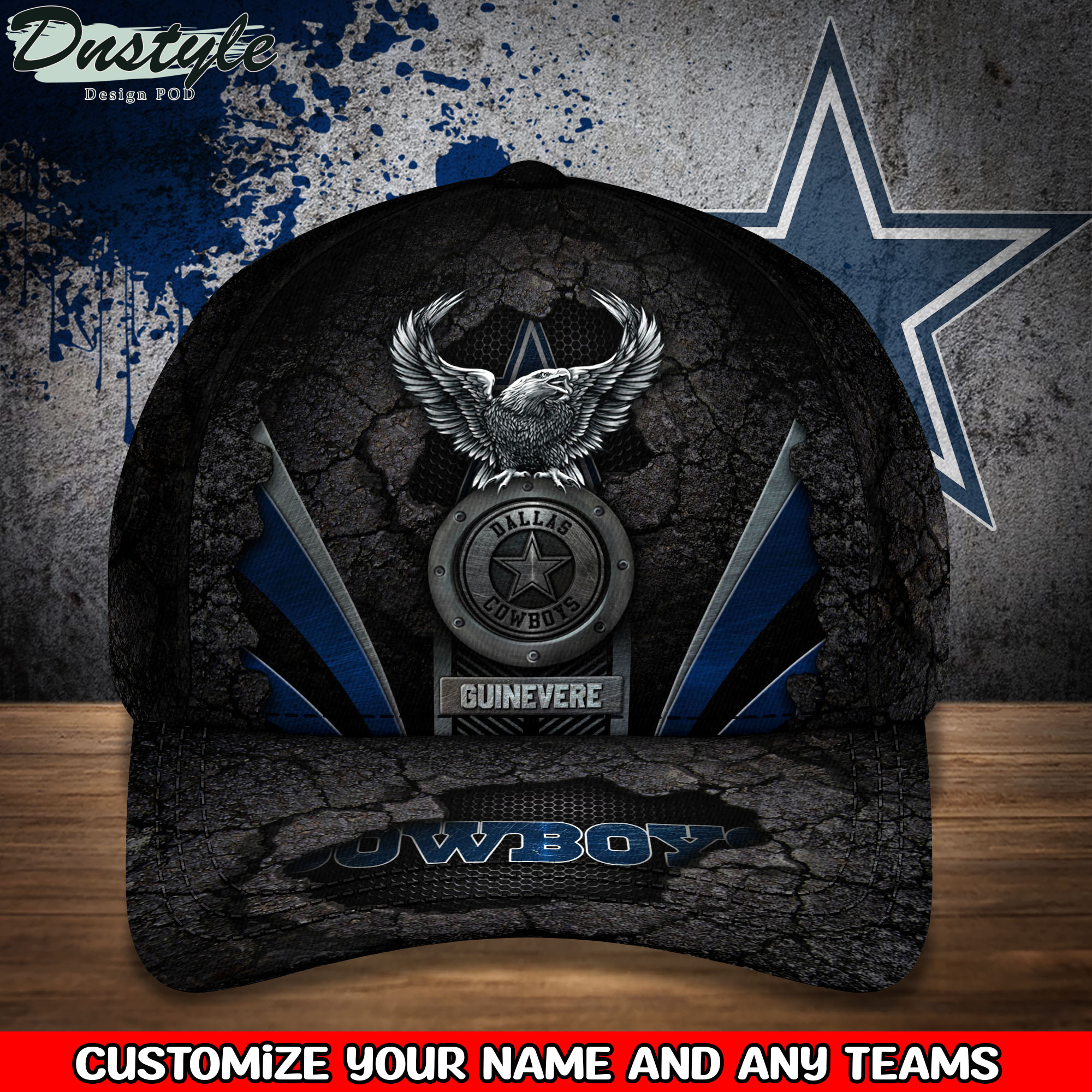 Dallas Cowboys Sports Team With American Eagle Badge Baseball Cap