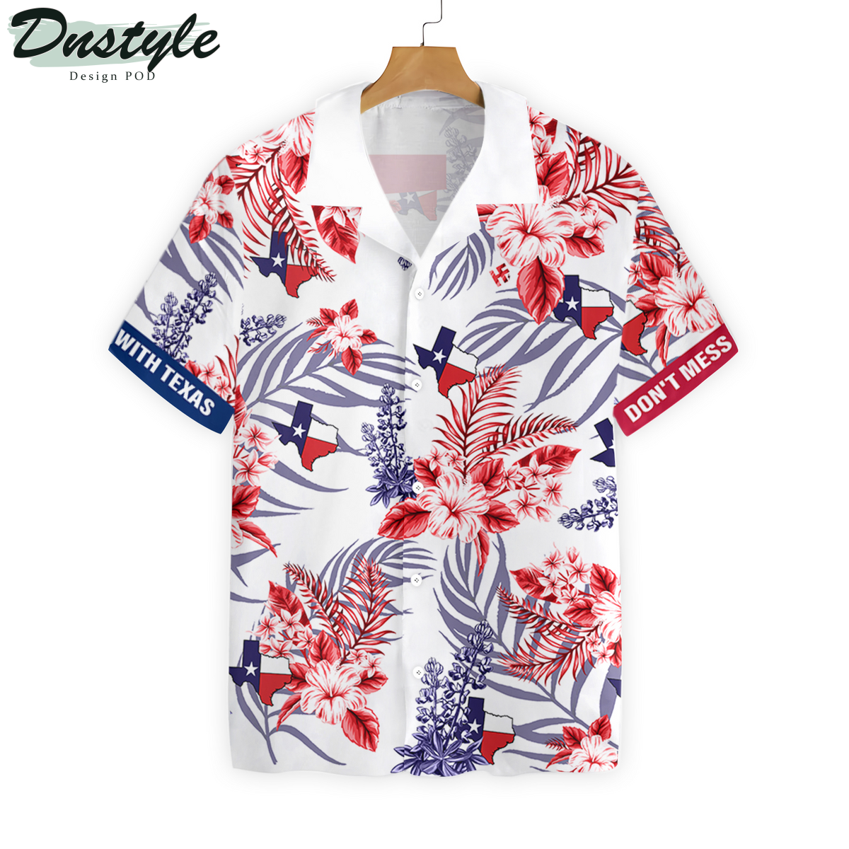 Floral Bluebonnet Don’t Mess with Texas Hawaiian Shirt
