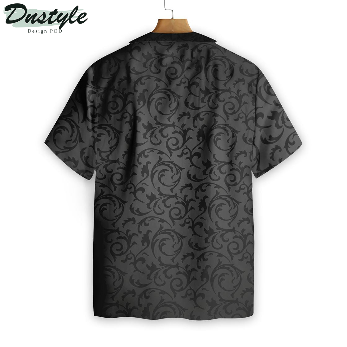 Black And Grey Seamless Floral Goth Style Black Hawaiian Shirt