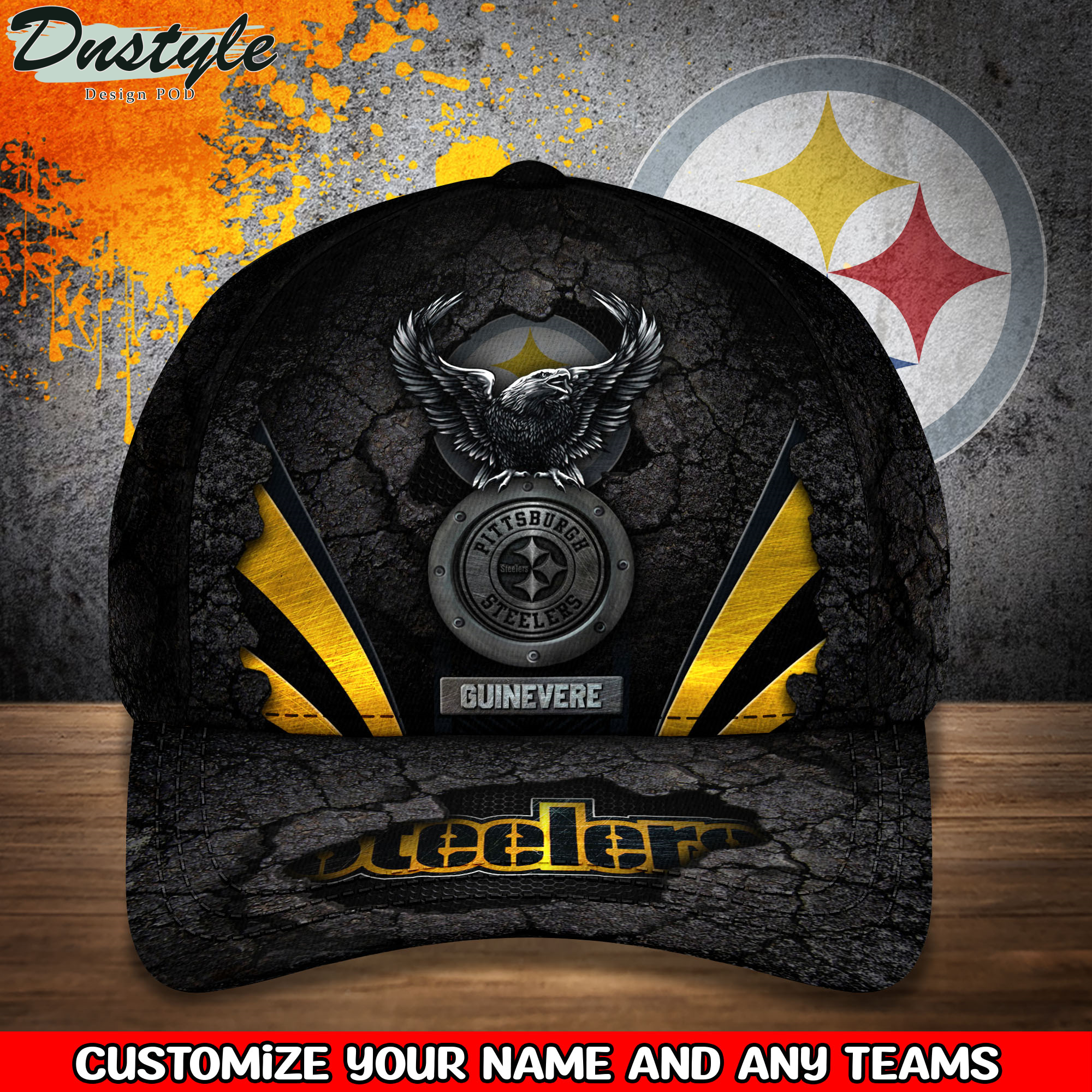 Pittsburgh Steelers Sports Team With American Eagle Badge Baseball Cap
