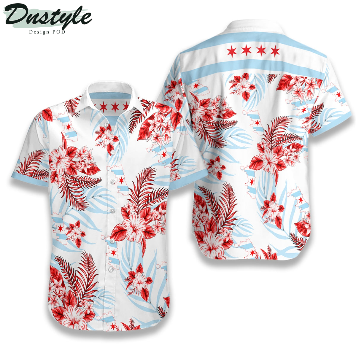 Chicago Proud Hibiscus Hawaiian Shirt