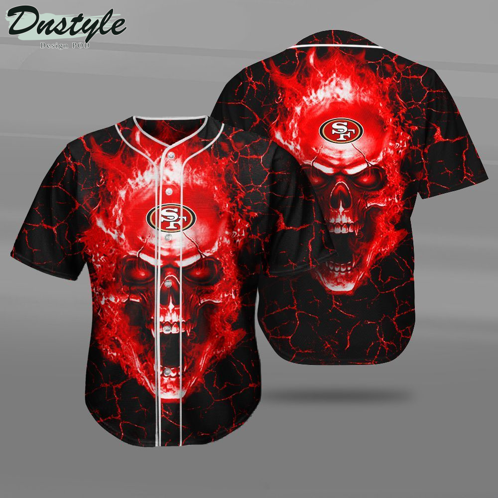 San Francisco 49ers Fire Skull Baseball Jersey