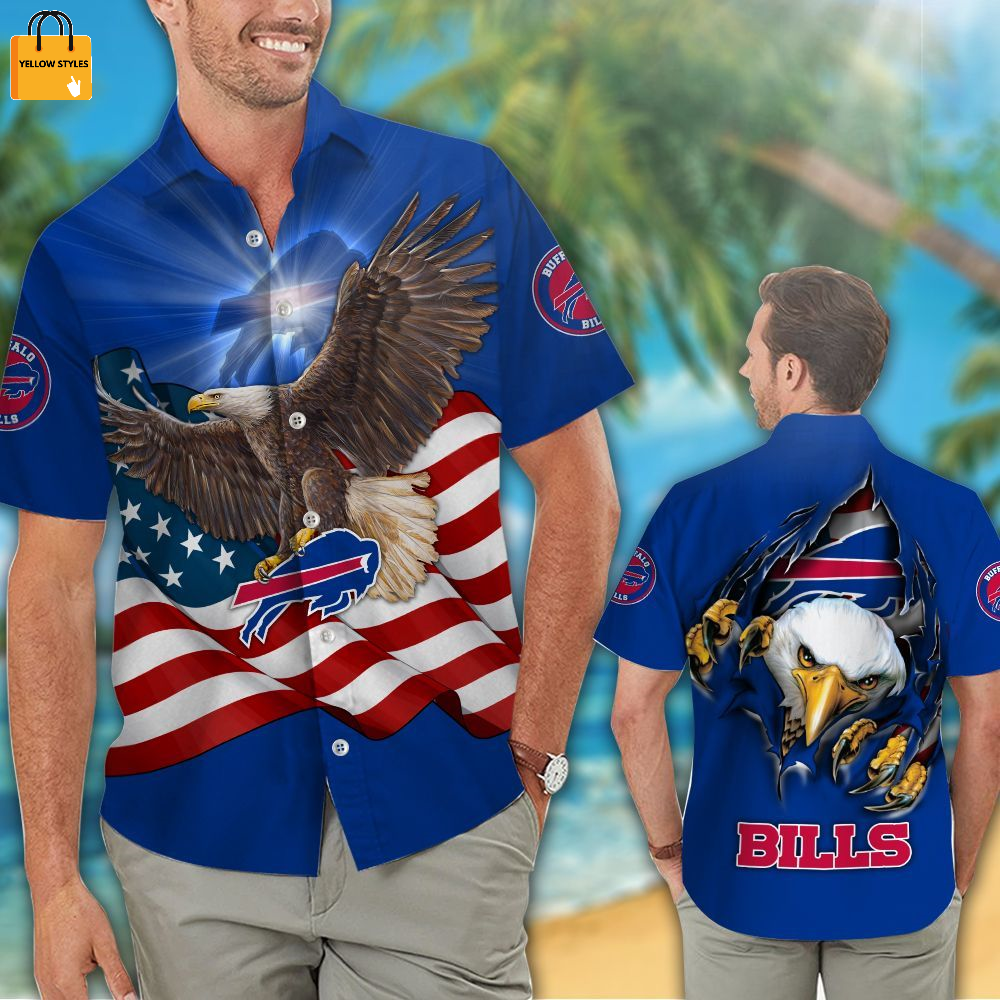 Chicago Bears American Eagle NFL US Flag Hawaiian Shirts And Shorts