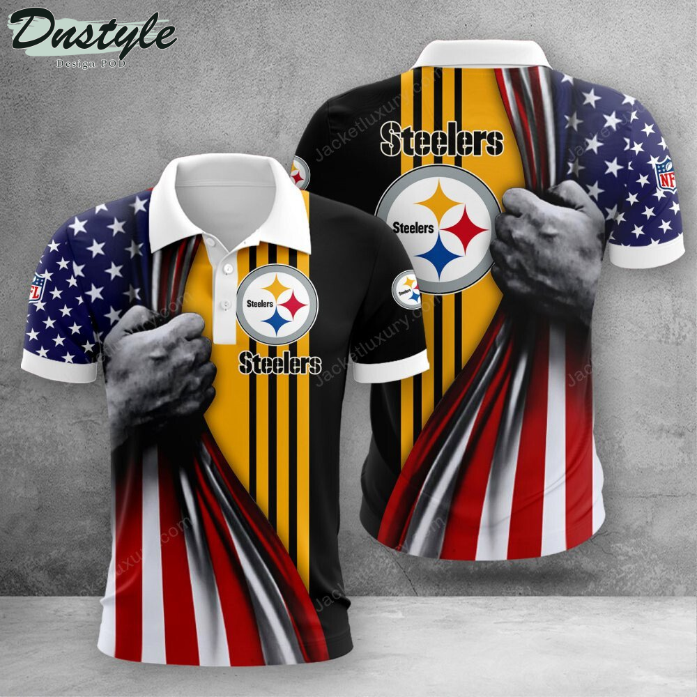 Pittsburgh Steelers American Flag Polo Shirt