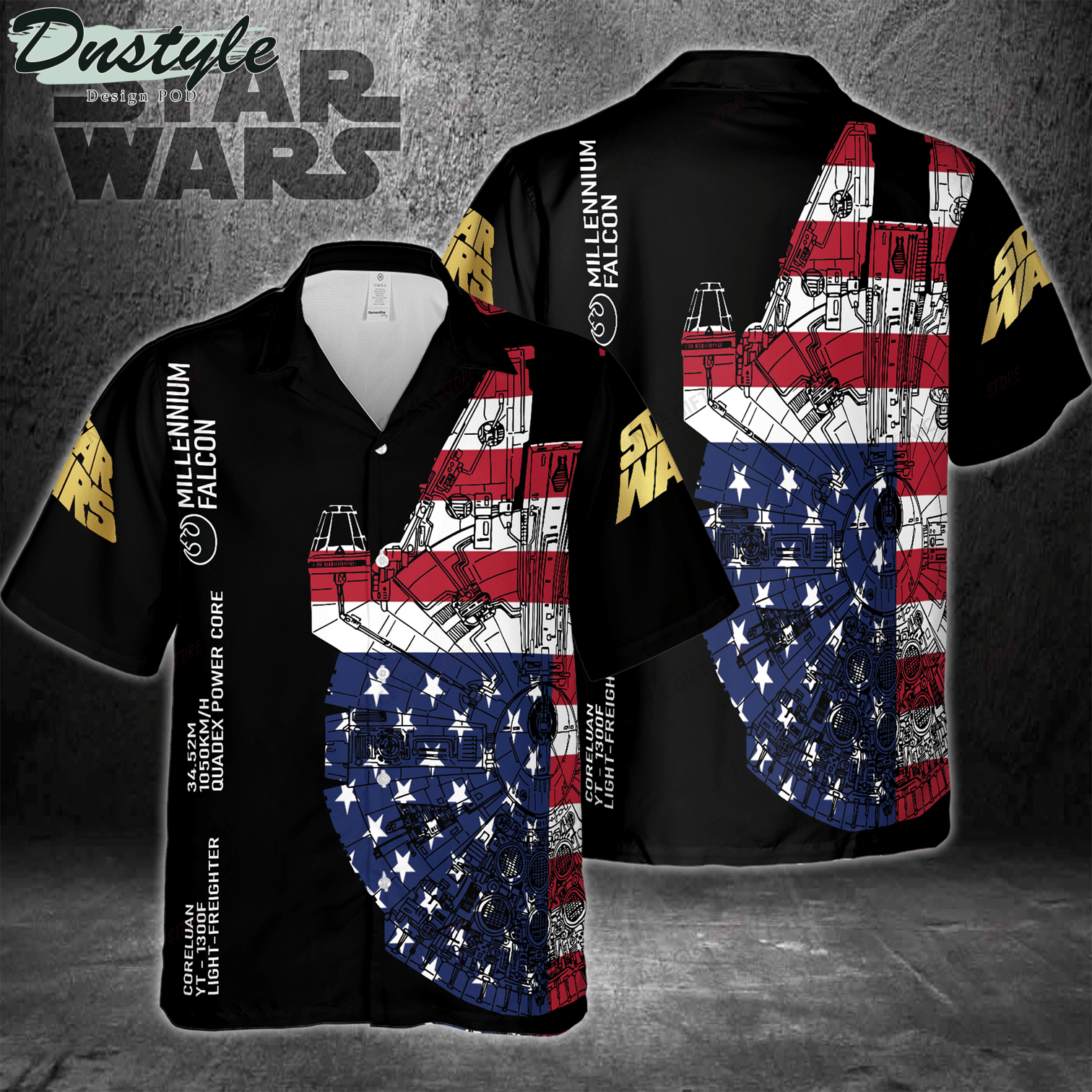 Millennium Falcon Star Wars USA Hawaii 3D Shirt