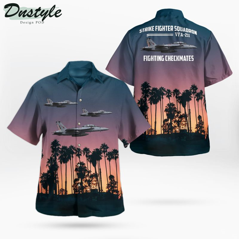 US Navy Strike Fighter Squadron 211 Fighting Checkmates Boeing F/A-18E/F Super Hornet Hawaiian Shirt