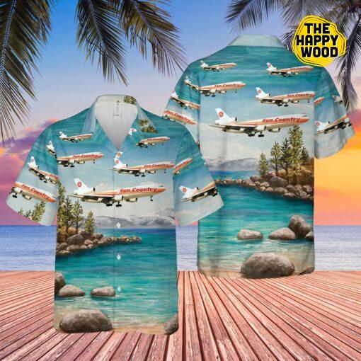 Sun Country Airlines McDonnell Douglas Beach Hawaiian Shirt