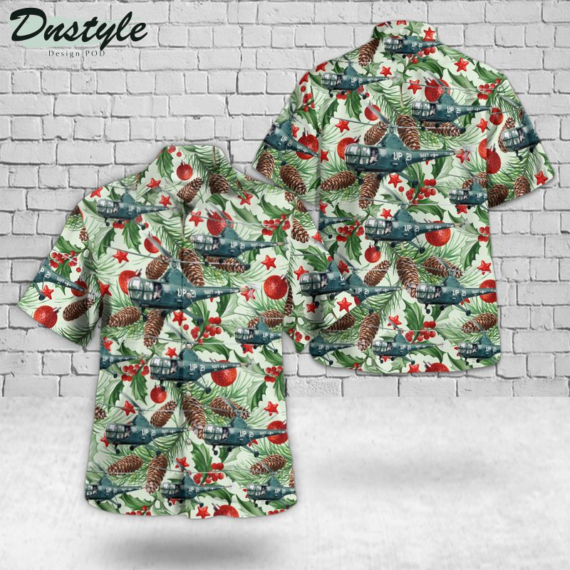 United States Military Helicopters Sikorsky H-5 Christmas Seamless Hawaiian Shirt