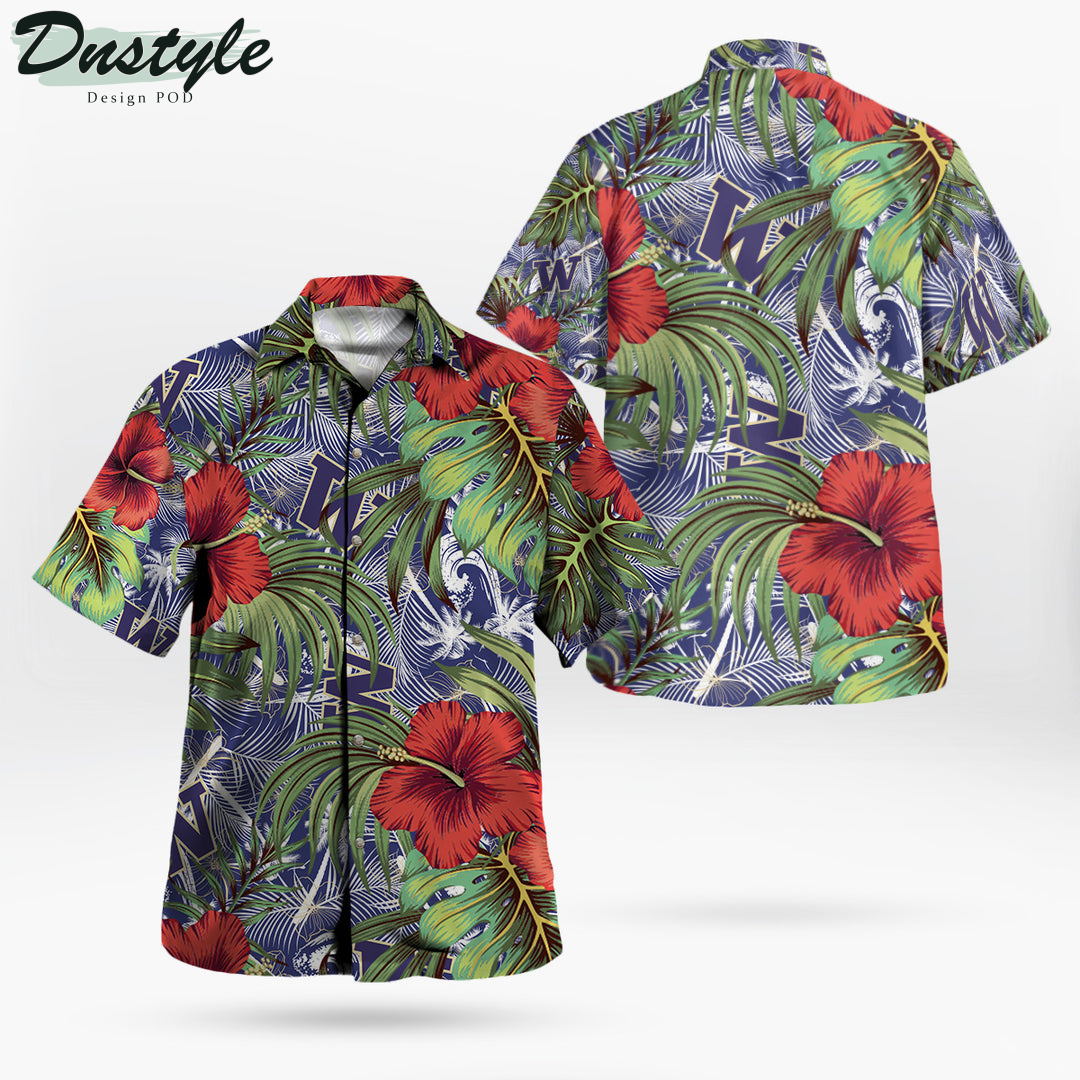 Washington Huskies Hibiscus Tropical Hawaii Shirt