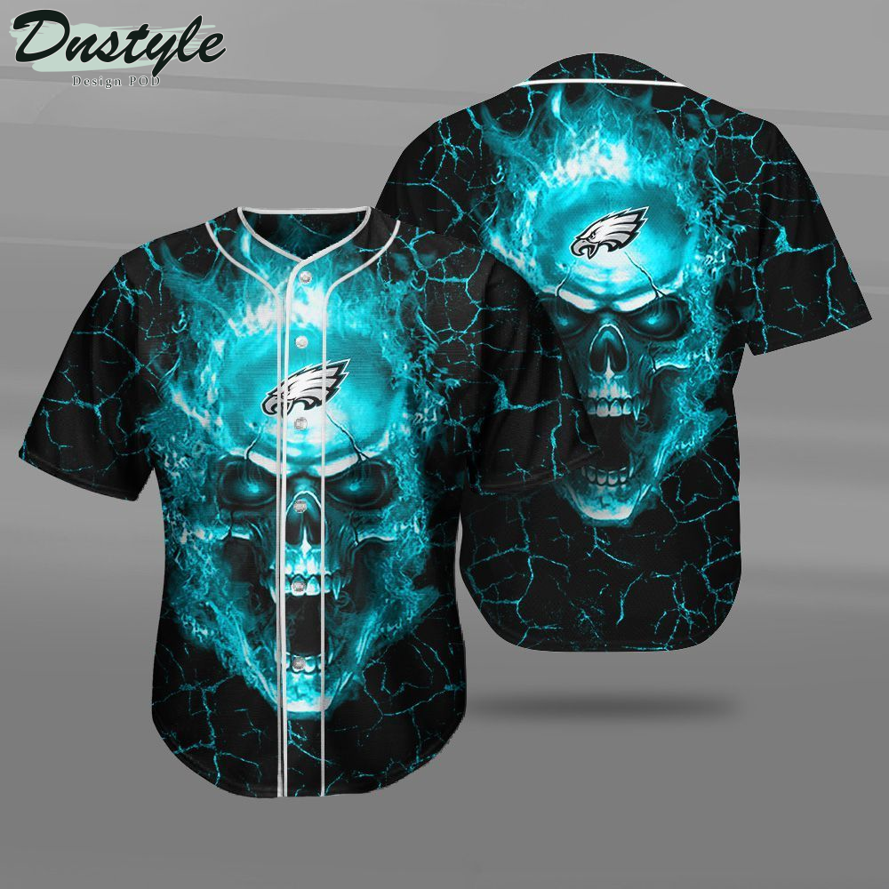 Philadelphia Eagles Fire Skull Baseball Jersey