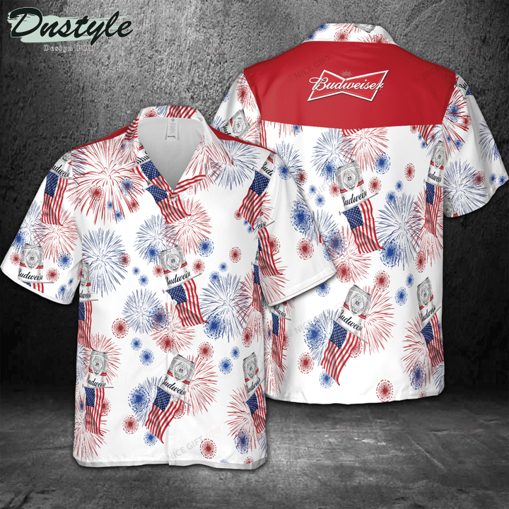 Budweiser Fireworks US Flag Hawaii Shirt