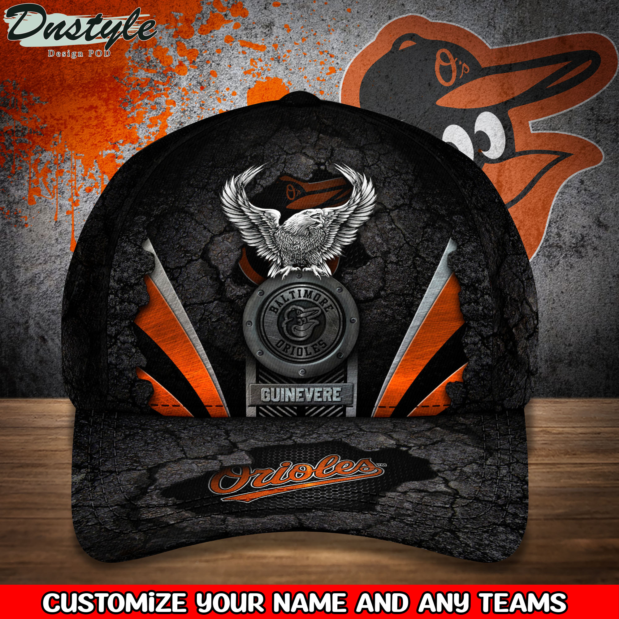Baltimore Orioles Sports Team With American Eagle Badge Baseball Cap