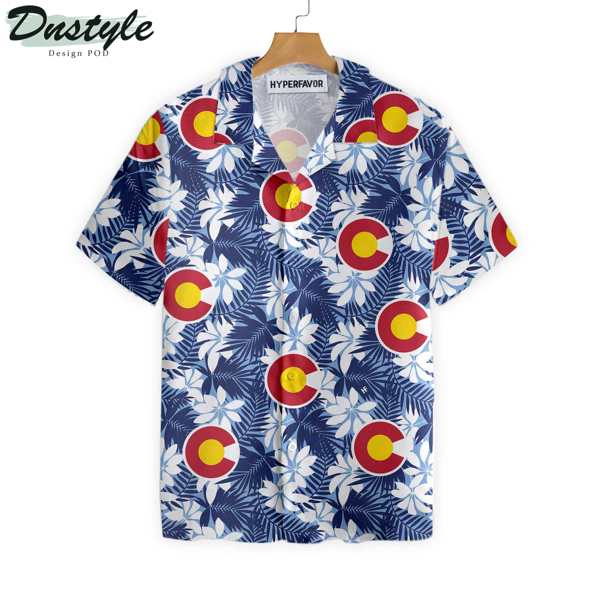Colorado Flag Seamless Pattern USA Hibiscus Hawaiian Shirt