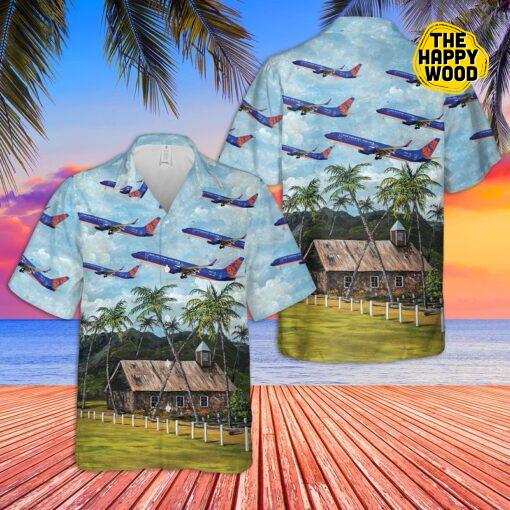 Sun Country Airlines Boeing 737 Palm Tree Hawaiian Shirt