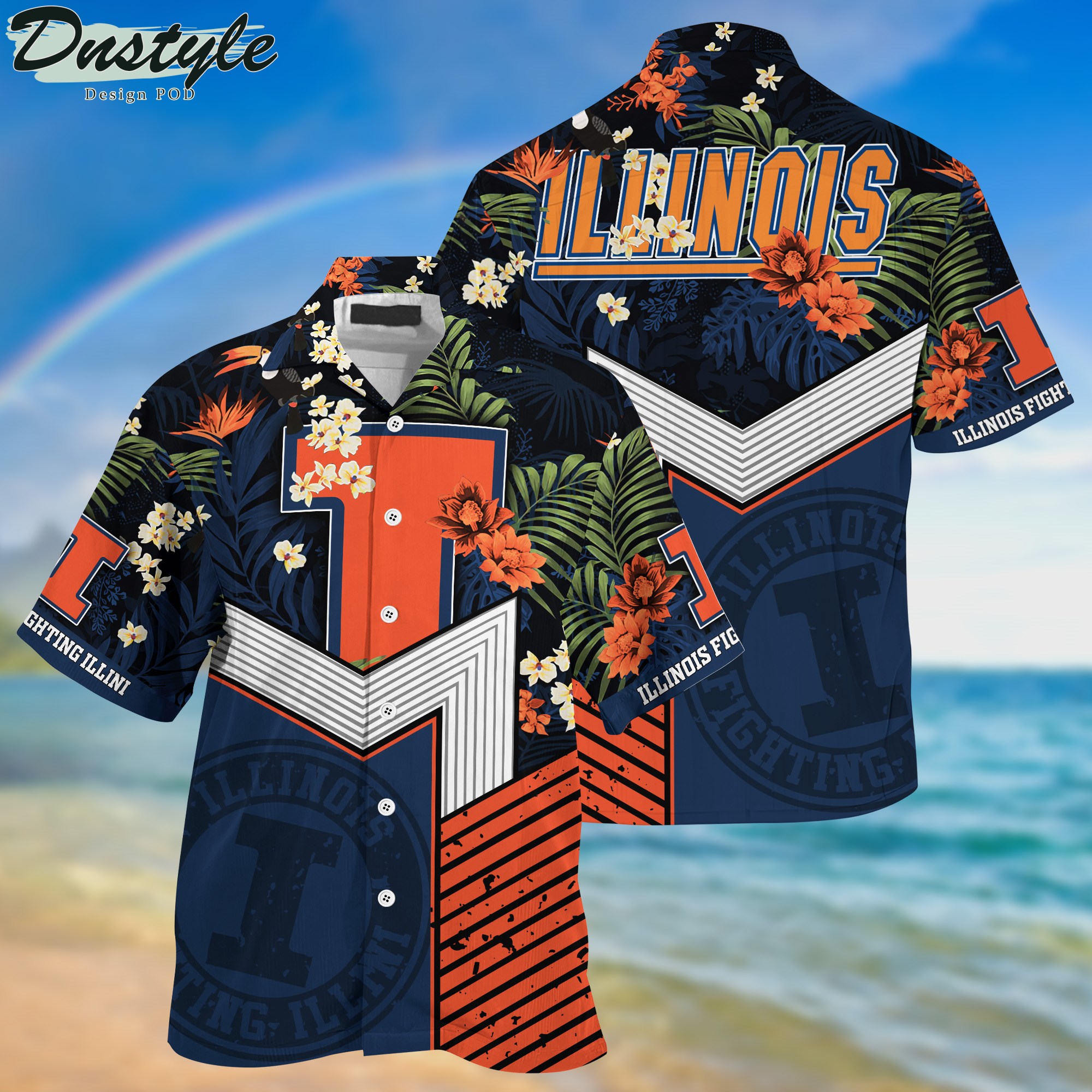 Illinois Fighting Illini Hawaii Shirt And Shorts New Collection