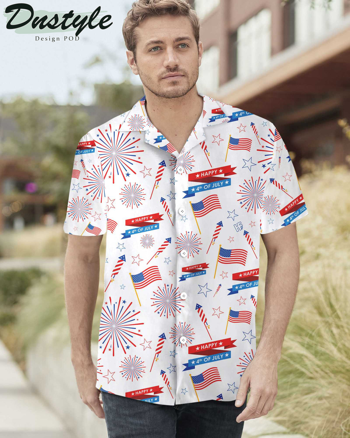 4th Of July US Pattern FireWork Hawaiian Shirt
