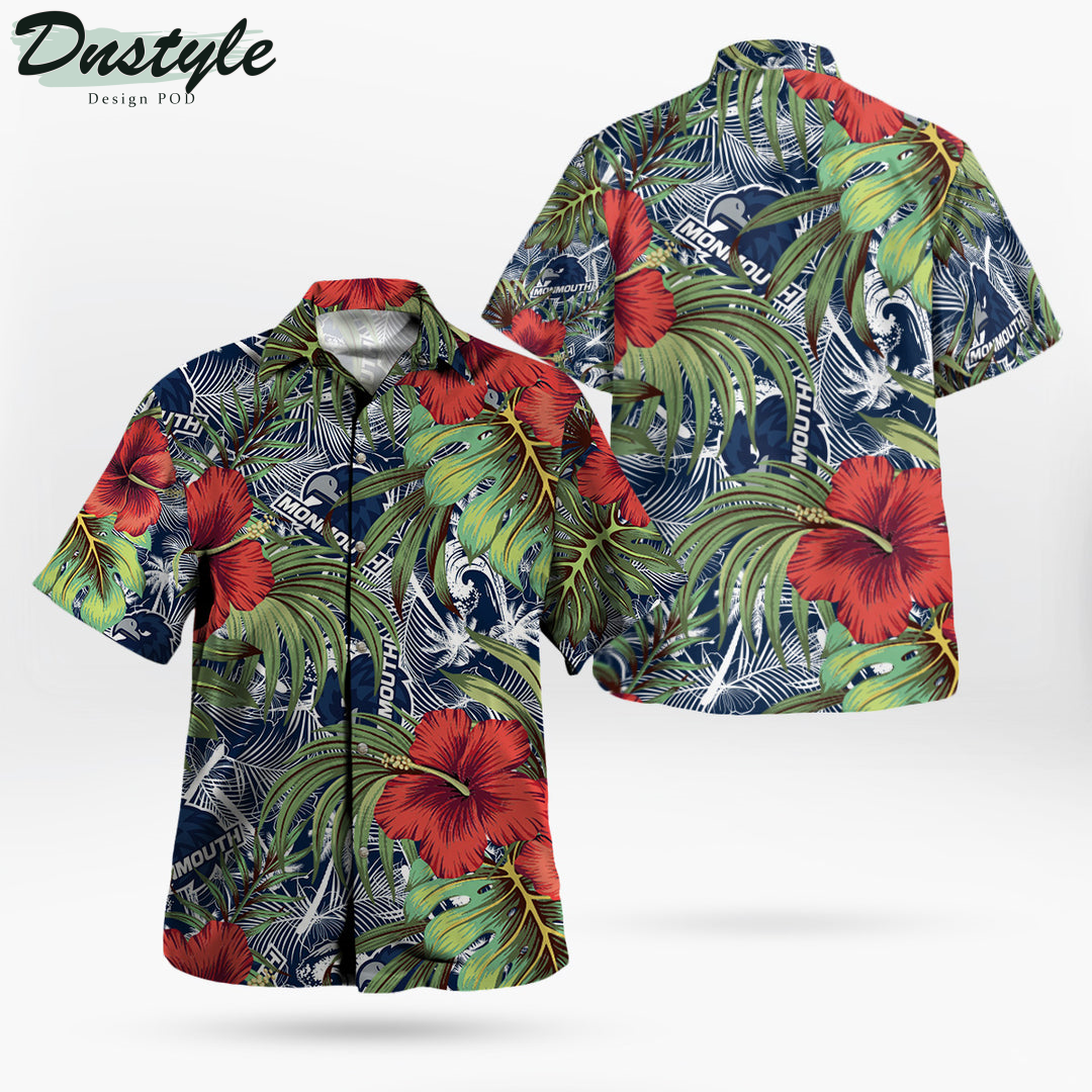 Monmouth Hawks Hibiscus Tropical Hawaii Shirt