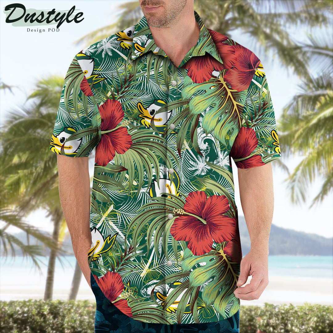 Oregon Ducks Hibiscus Tropical Hawaii Shirt