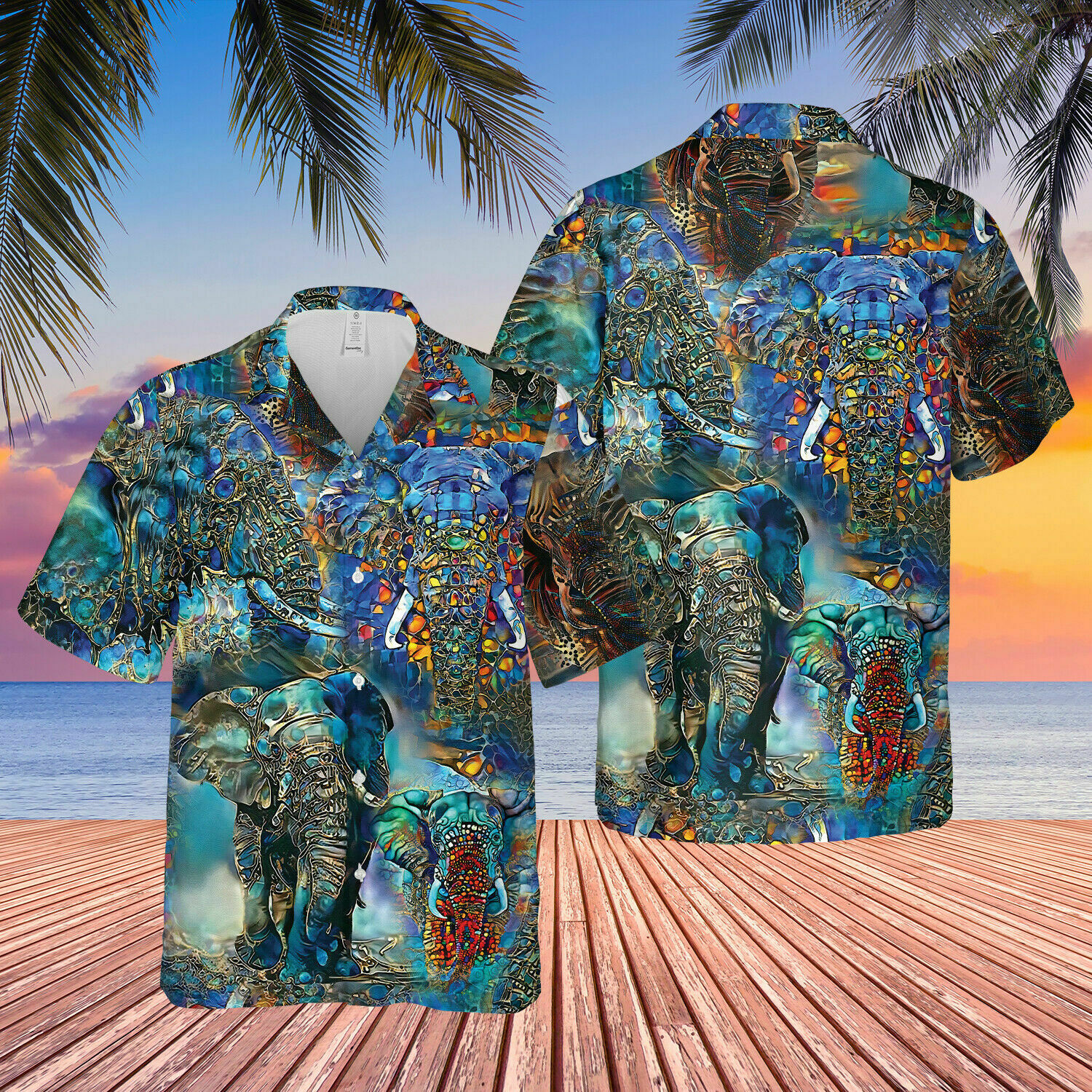 Colorful Elephant Unisex Hawaiian Shirt