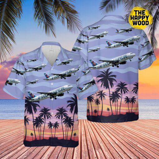 Frontier Airlines Airbus Palm Tree Hawaiian Shirt