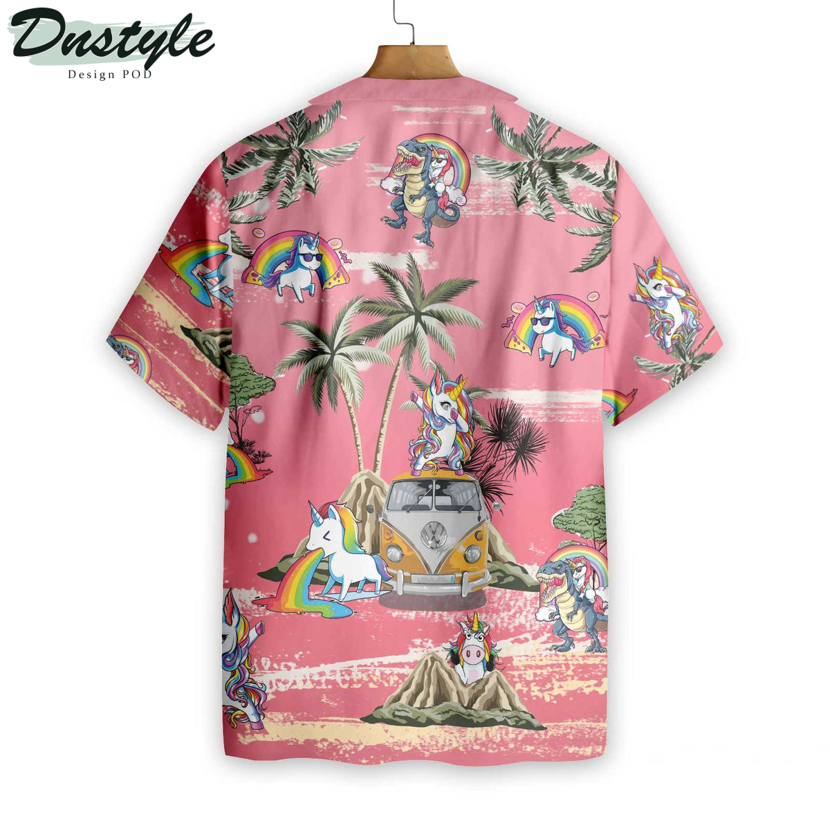 Baby Unicorn Summer Time V2 Unicorn Palm Tree Pink Hawaiian Shirt