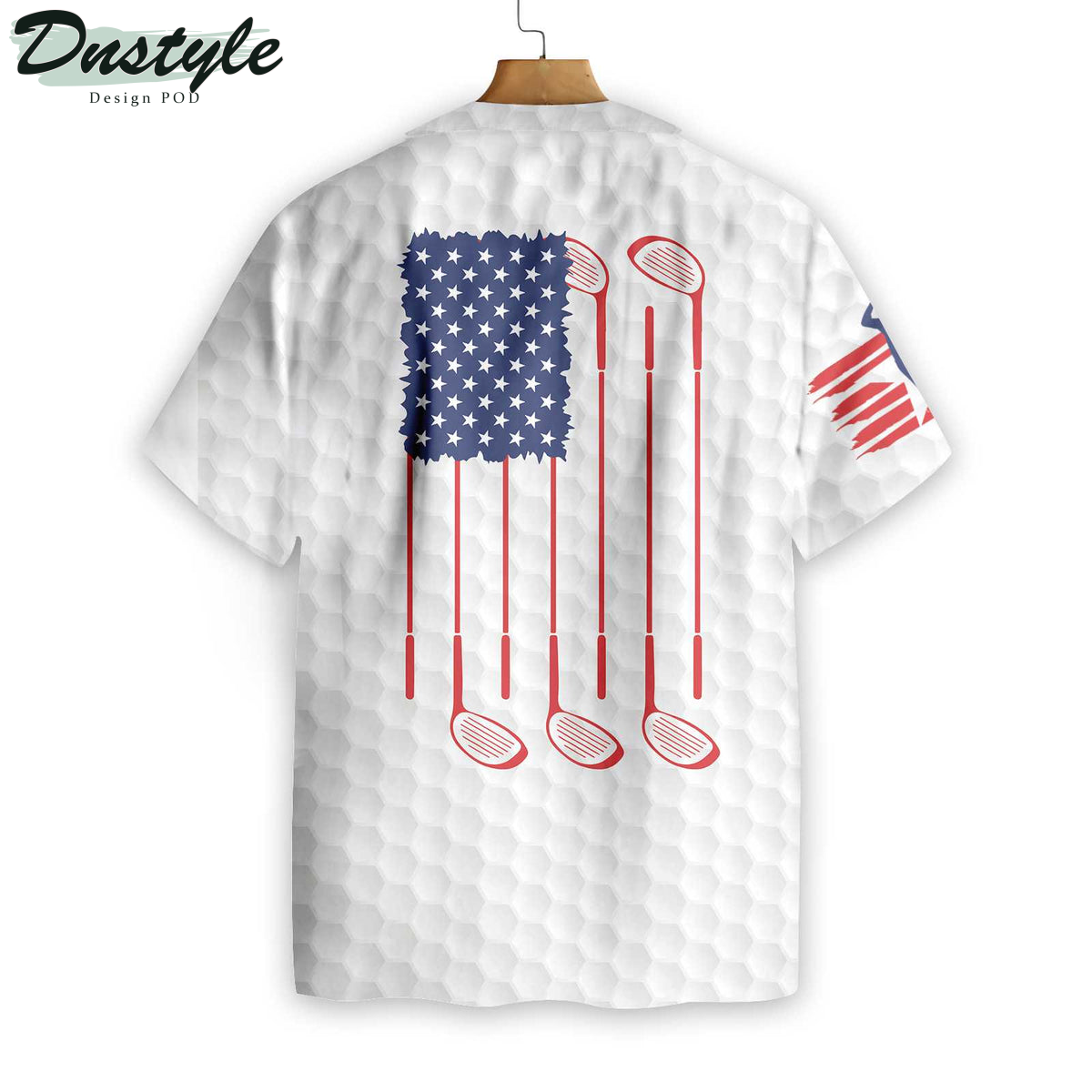 Golf American Flag White Hawaiian Shirt