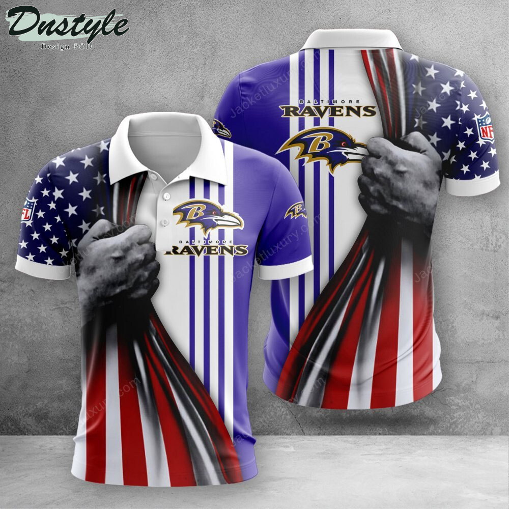 Baltimore Ravens American Flag Polo Shirt