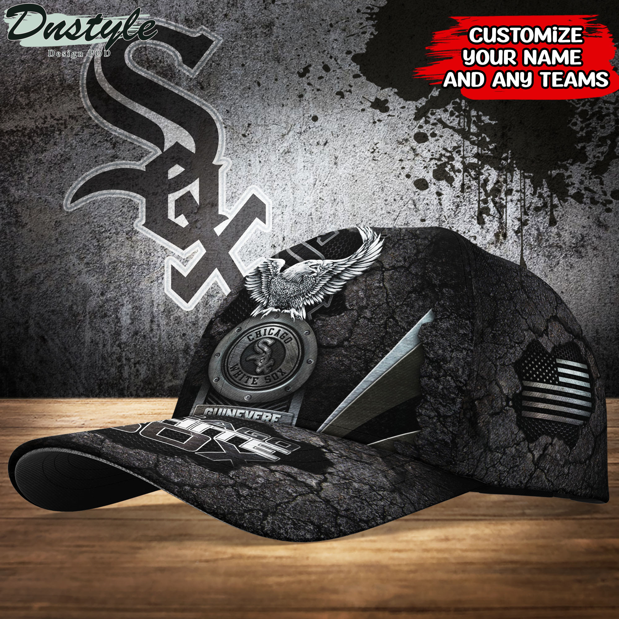 Chicago White Sox Sports Team With American Eagle Badge Baseball Cap