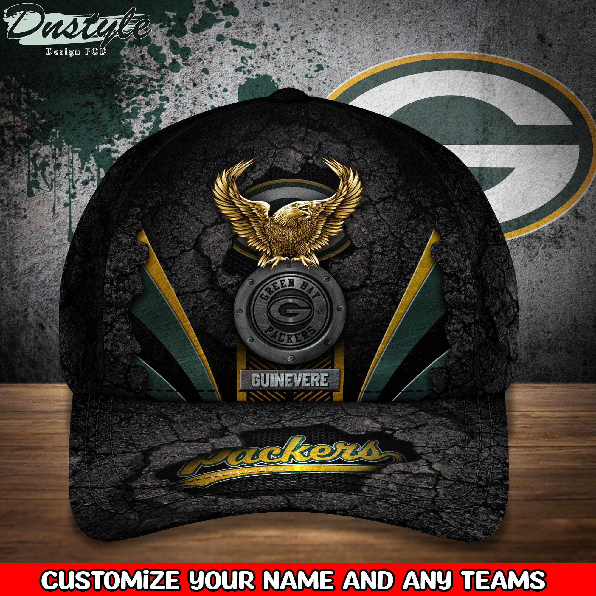 Green Bay Packers Sports Team With American Eagle Badge Baseball Cap