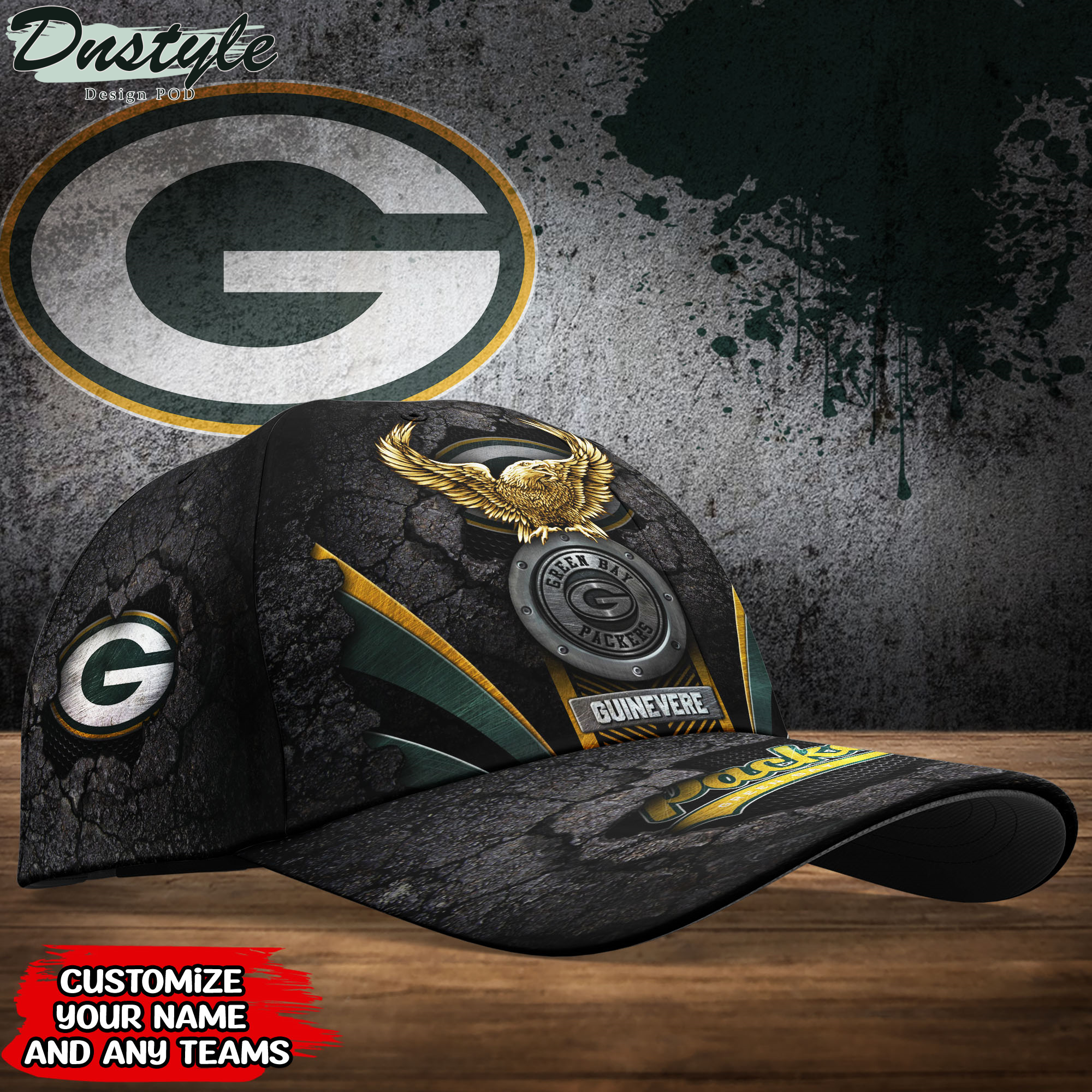 Green Bay Packers Sports Team With American Eagle Badge Baseball Cap