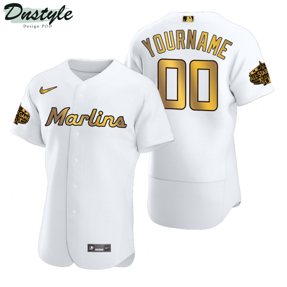 Miami Marlins Custom Authentic White Gold 2022 MLB All-Star Game Jersey