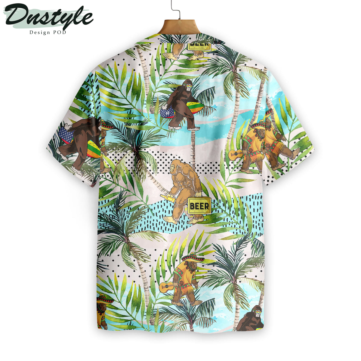 Tropical Bigfoot Summer Monkey Hawaiian Shirt