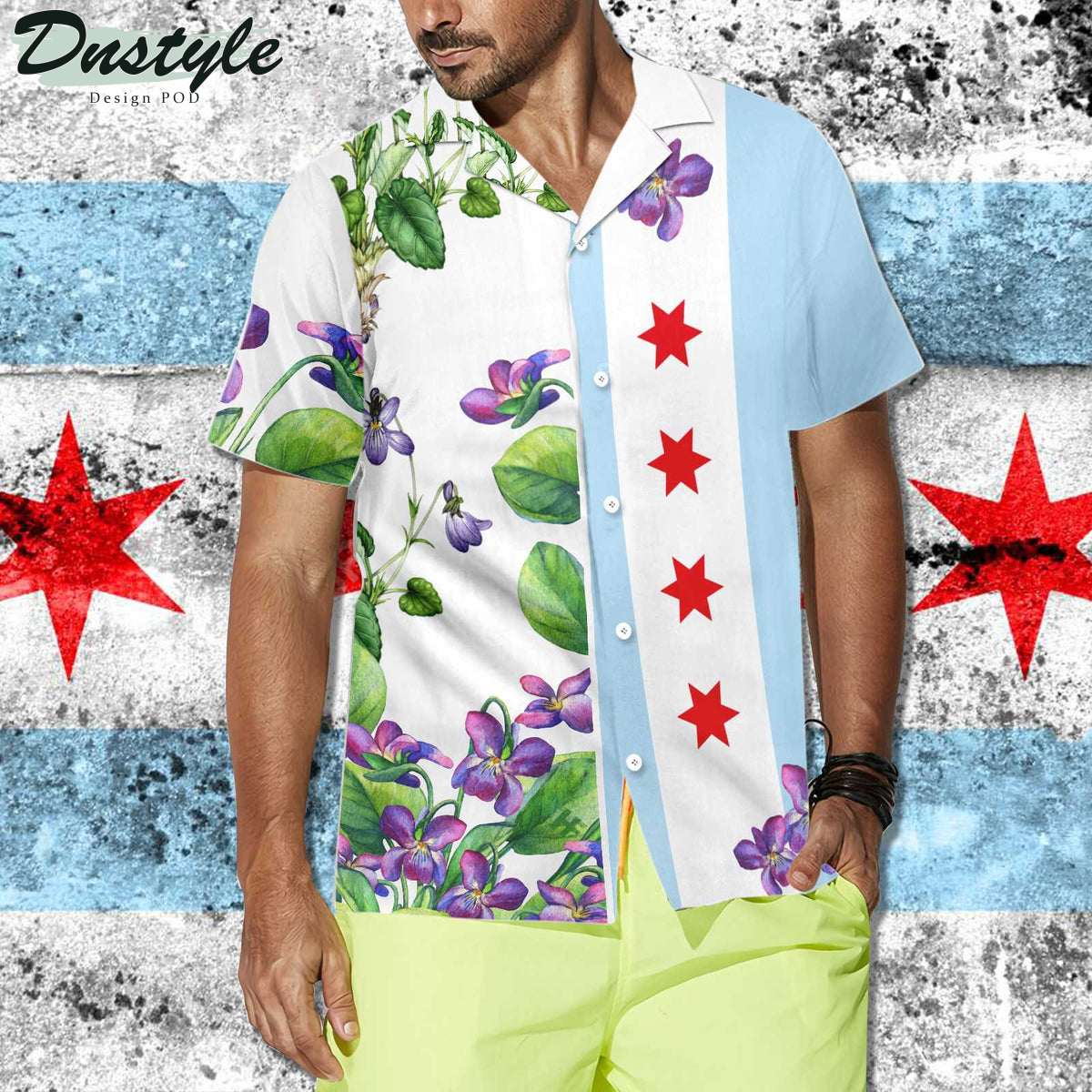 Chicago Flag Viola Sororia Hawaiian Shirt