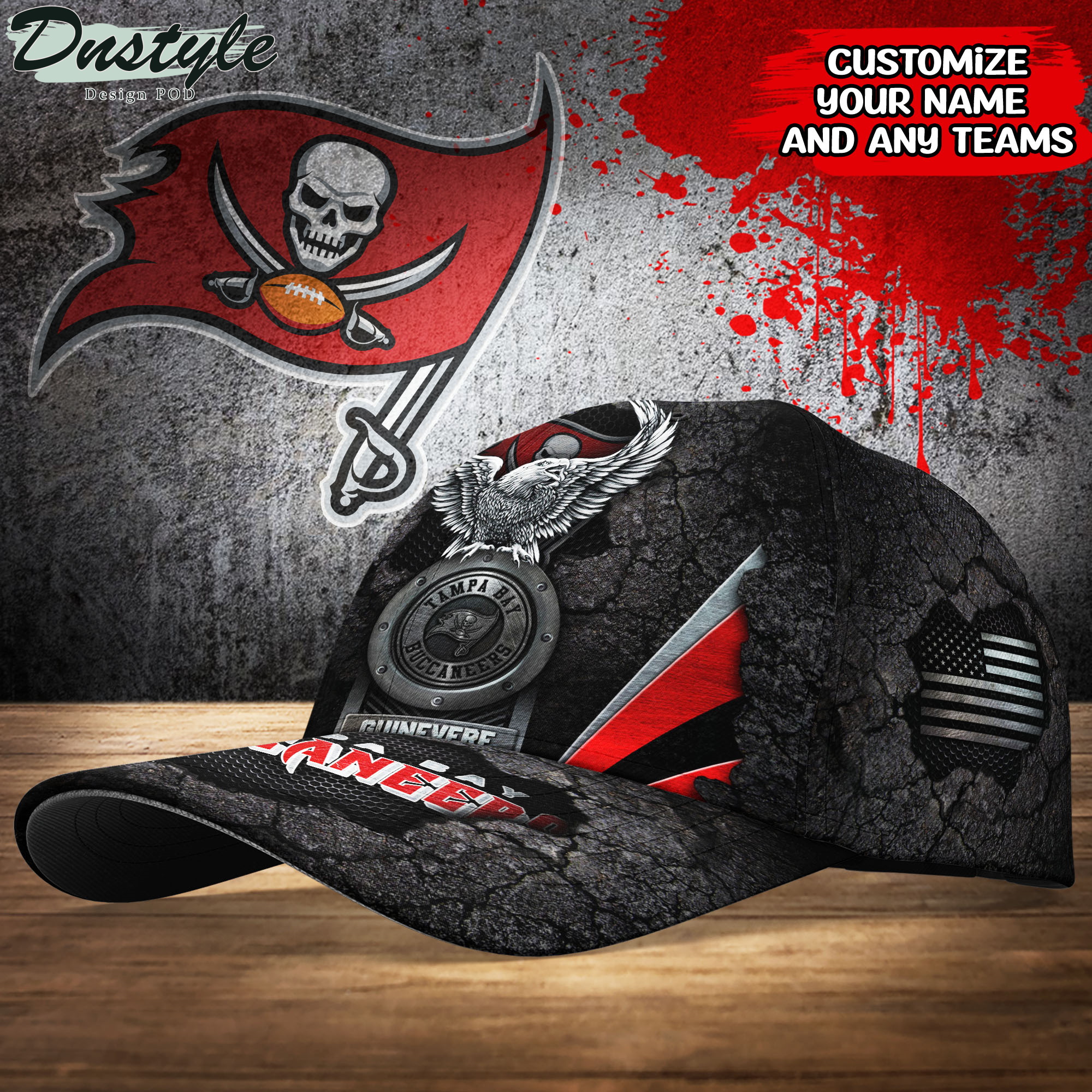 Tampa Bay Buccaneers Sports Team With American Eagle Badge Baseball Cap