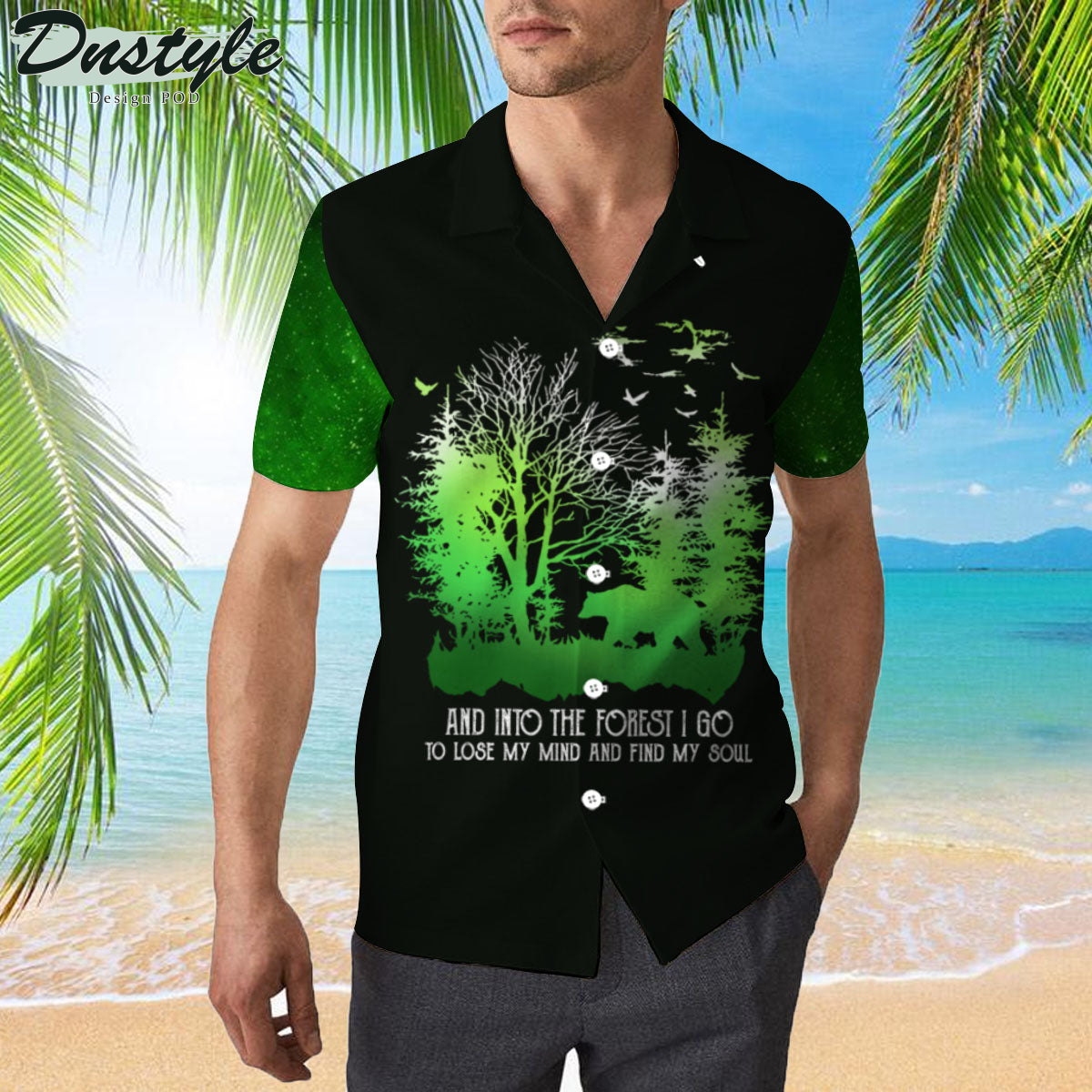 Camping Green Hawaiian Shirt