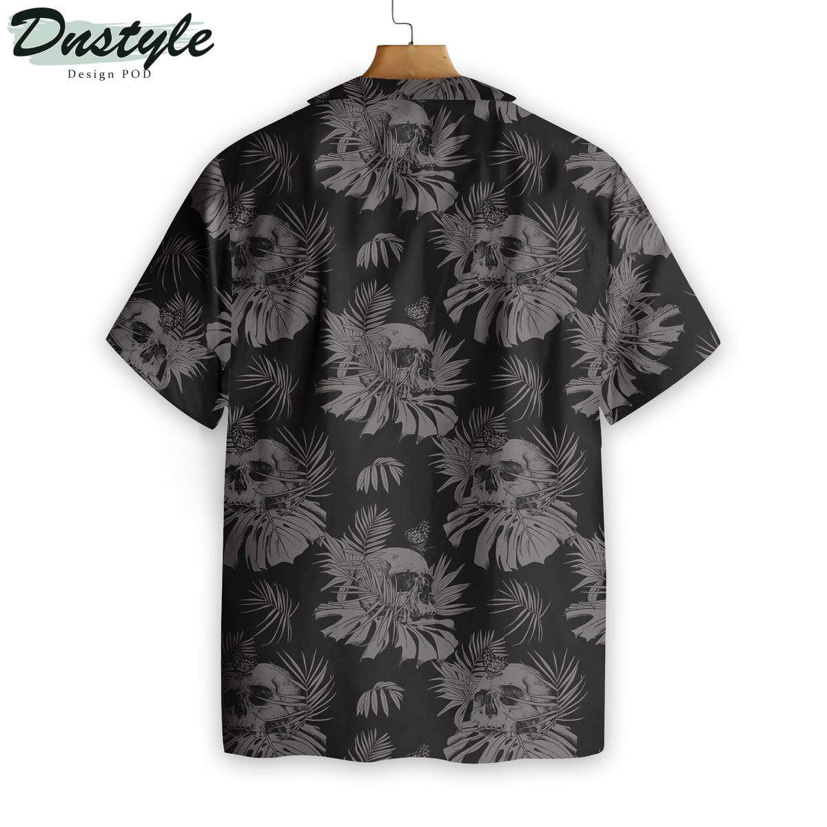 Seamless Gothic Skull With Butterfly Goth Black Tropical Hawaiian Shirt