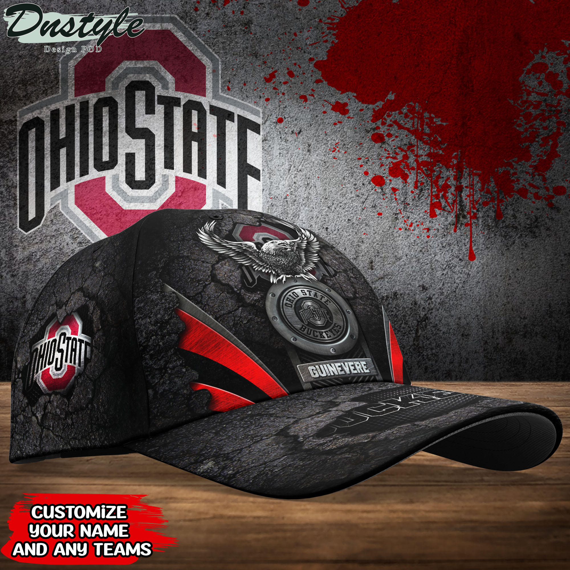 Ohio State Buckeyes Sports Team With American Eagle Badge Baseball Cap