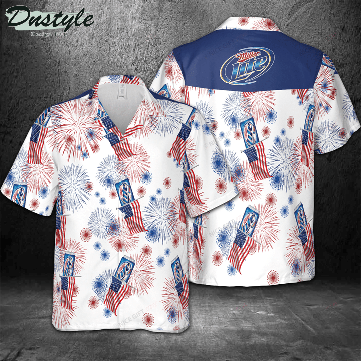 Miller Lite Fireworks US Flag Hawaii Shirt