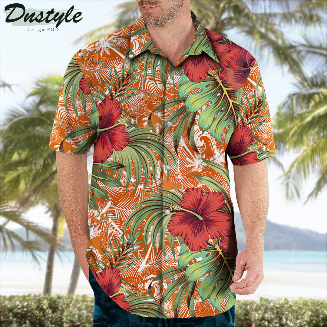 Texas Longhorns Hibiscus Tropical Hawaii Shirt