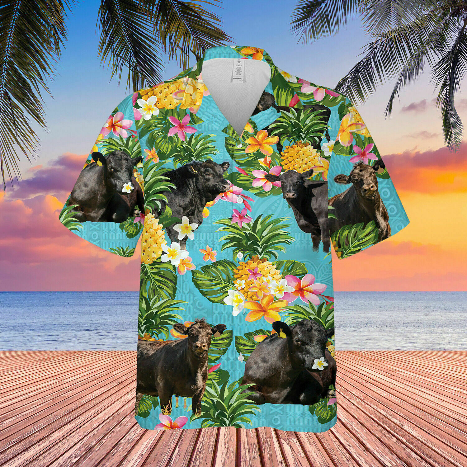 Black Angus Cattle Hawaiian Shirt