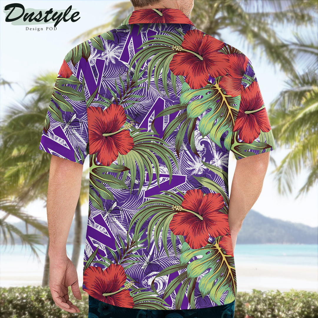 Northwestern Wildcats Hibiscus Tropical Hawaii Shirt
