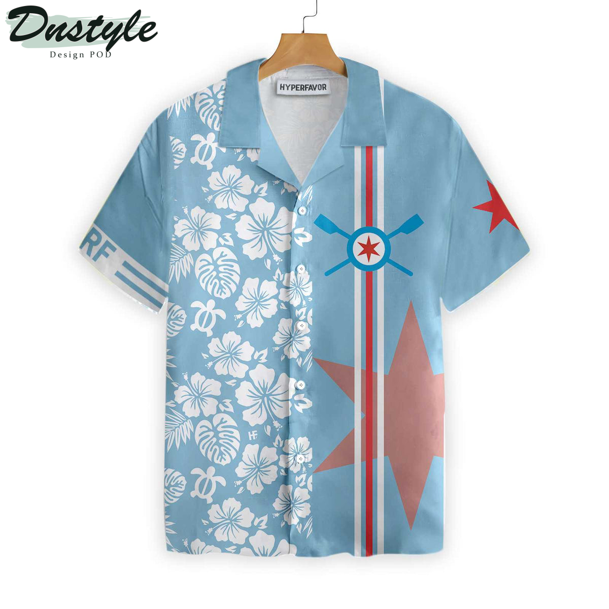 CRF Chicago Flag Tropical Hibiscus Hawaiian Shirt