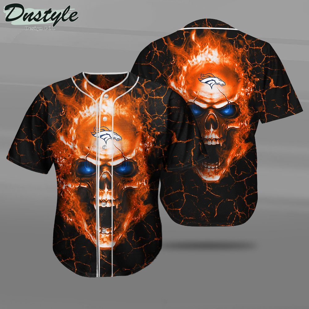 Denver Broncos Fire Skull Baseball Jersey