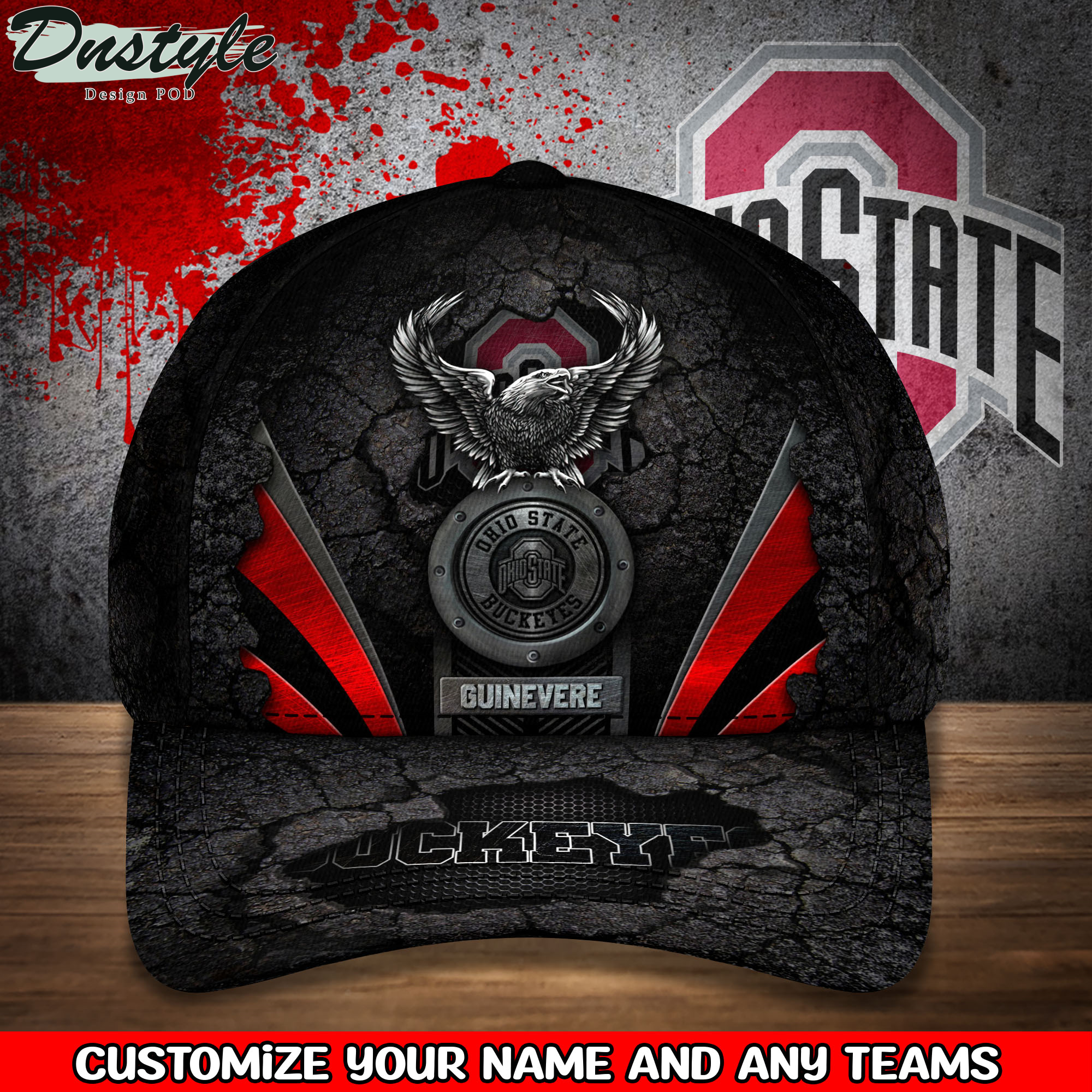 Ohio State Buckeyes Sports Team With American Eagle Badge Baseball Cap