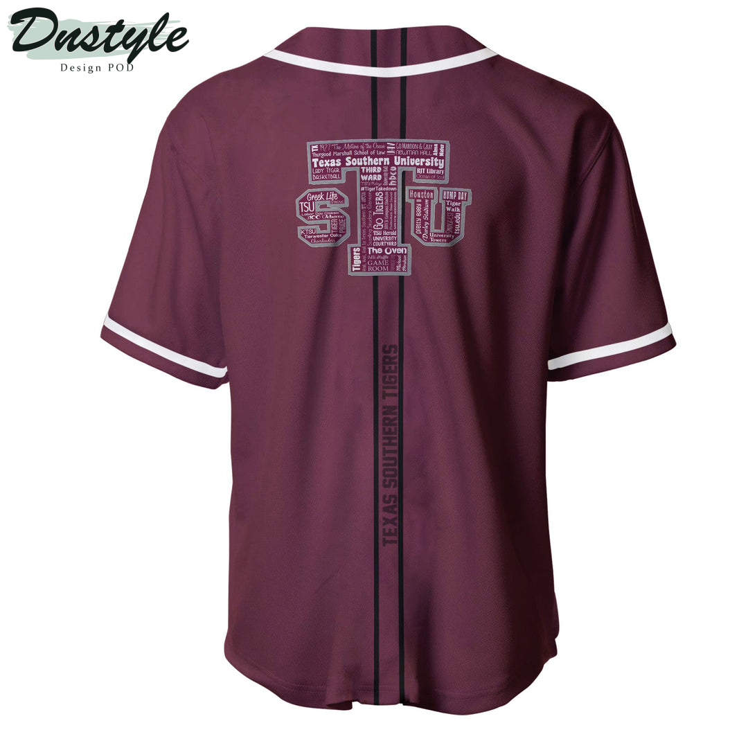Texas Southern Tigers Custom Name Baseball Jersey